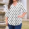Women's Fashion Large Size Printed V-Neck Three-quarter Sleeve Top