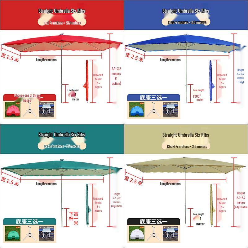 Large Rectangular Folding Patio Umbrella with Canopy Sun Protection