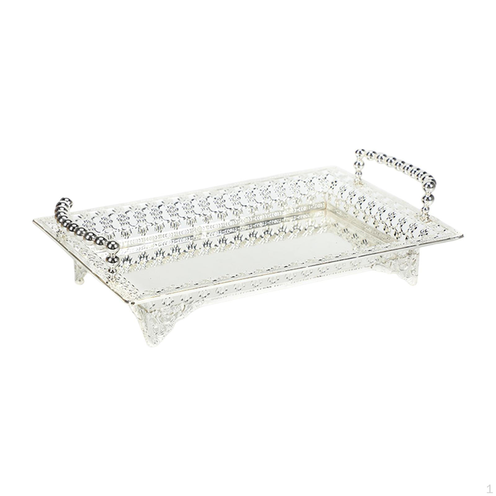 

Decorative Tray for Serving Snacks And Storing Make-up in The Household серебряный