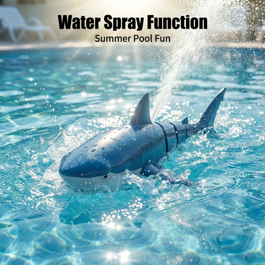 

2.4GHz Remote Control Shark Toy with 2 Batteries, Water Spray Function, Waterproof RC Boat for Kids Birthday Xmas Gift