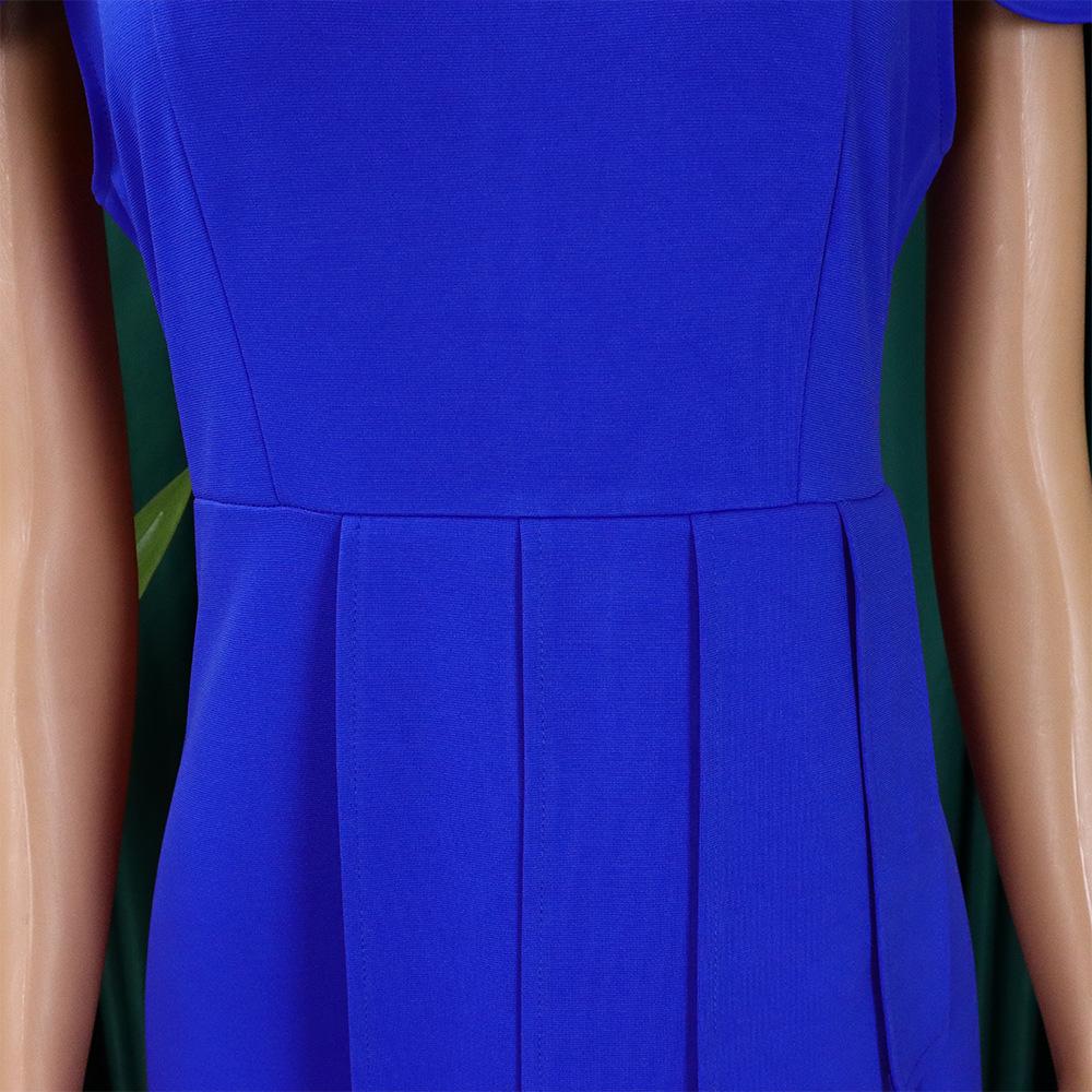 JKASHDK Moda dame vară primăvară culoare uni imprimeu mâneci scurte pe jumătate cu gât rochie talie înaltă rochii casual