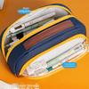 Contrasting Color Minimalist Pen Bag Large Capacity Pencil Case Pencil Pouch  School Supplies