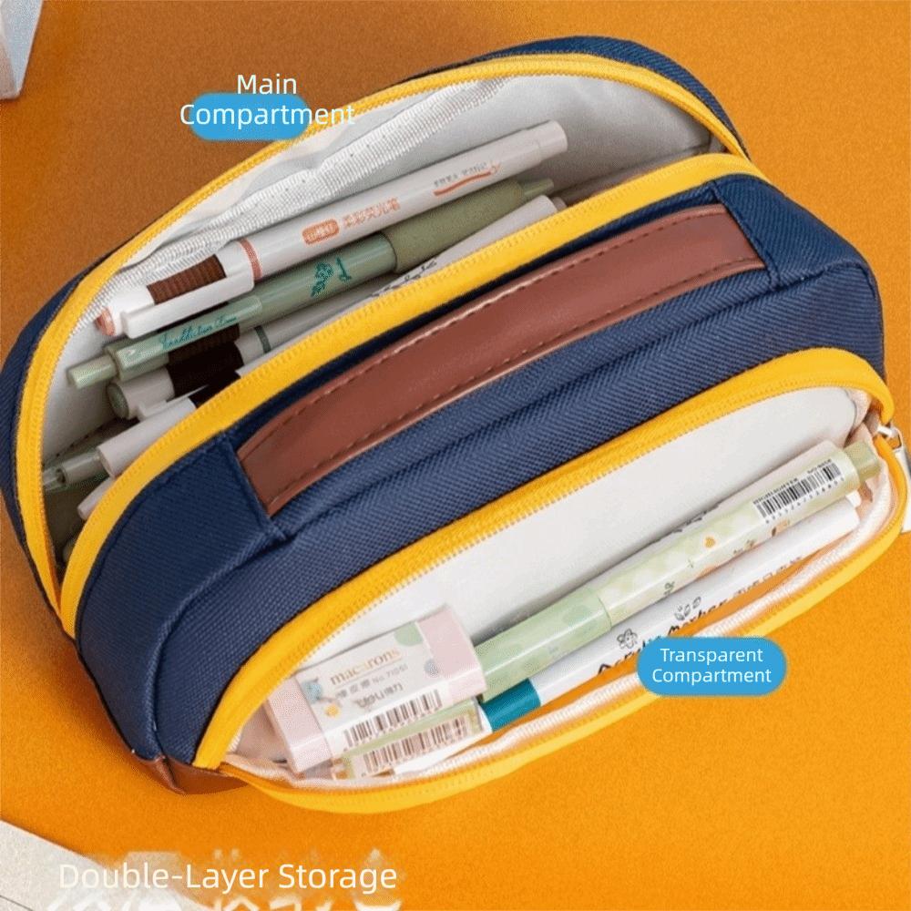 Contrasting Color Minimalist Pen Bag Large Capacity Pencil Case Pencil Pouch  School Supplies