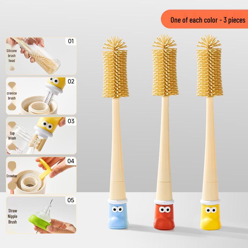 Multi-functional Long Handle Cup Brush with Thermos Lid Sponge Cleaner