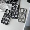 3D Flame Pattern Hollow Slim Phone Case for iPhone 17 16 15 14 13 12 11 Pro Max 15 14 16 Plus Shockproof Protective Soft Cover
