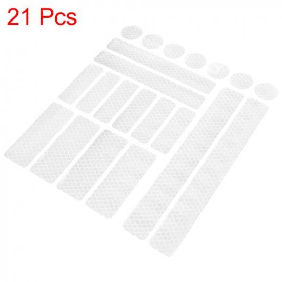 21pcs White Reflective Safety Warning Strip Tape for Car Bumper Stickers