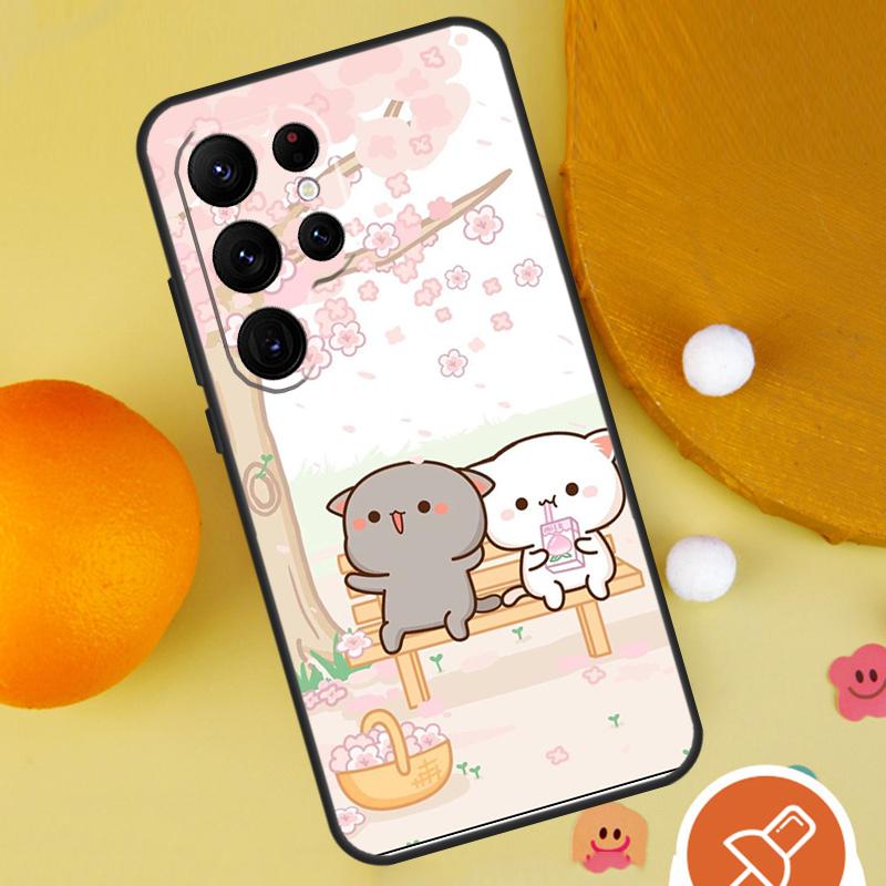 Peach And Goma Mochi Cat Case For Samsung Galaxy S22 S23 Ultra S20 FE S21 FE Note 10 20 Ultra S8 S9 S10 Plus Cover