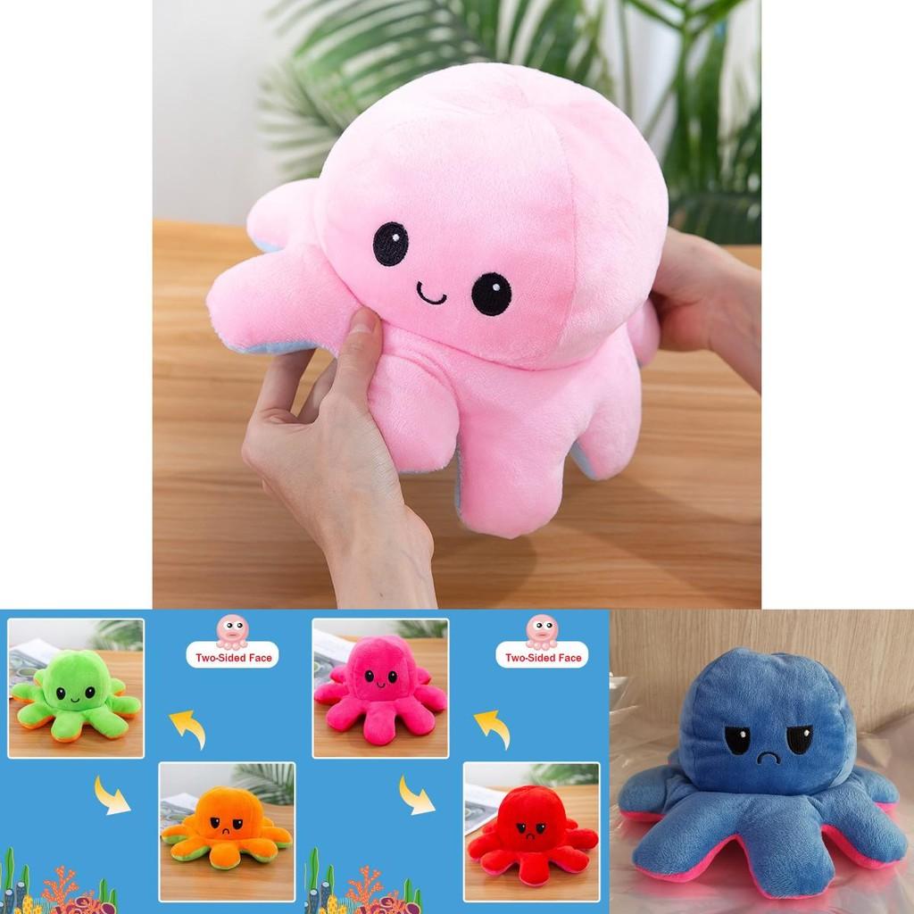 Adorable Double-sided Flip Reversible Octopus Plush Toy In Soft And Lifelike Style