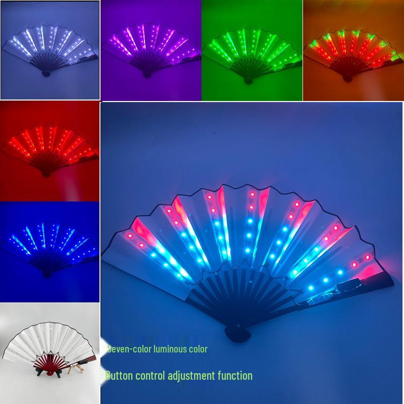 Irisierender LED Leucht-Disco-Party-Fächer - Leuchtende Faltbare Bühnenrequisite