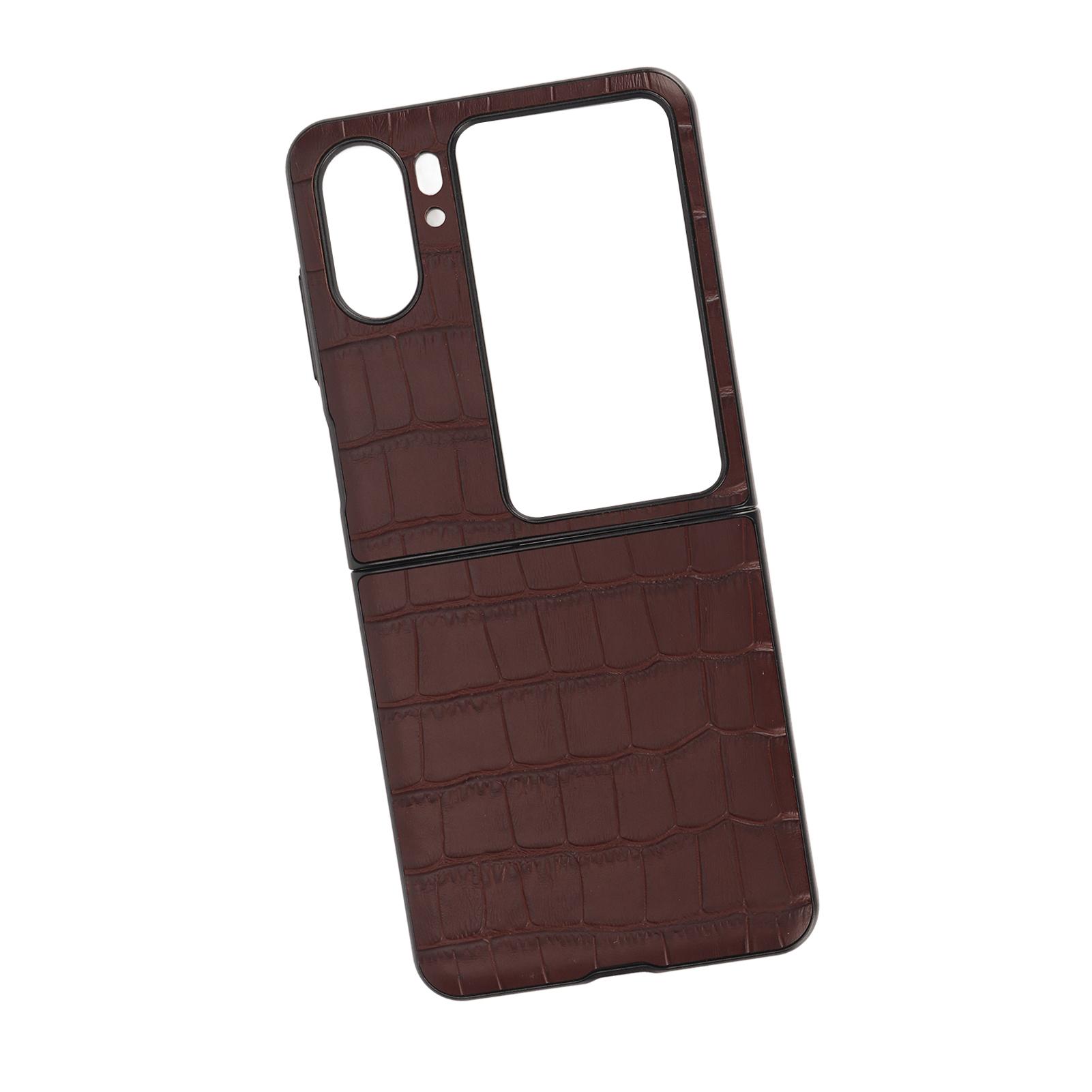 

Чехол из натуральной кожи Складной Защитный чехол для мобильного телефона для Oppo Find N2 Flip Коричневый коричневый