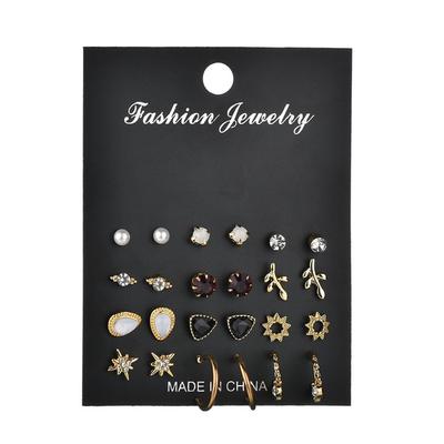Unique Design Mixed Tiny Stud Earring Sets for Women Charm Flower Raindrop Shaped Earrings Jewelry