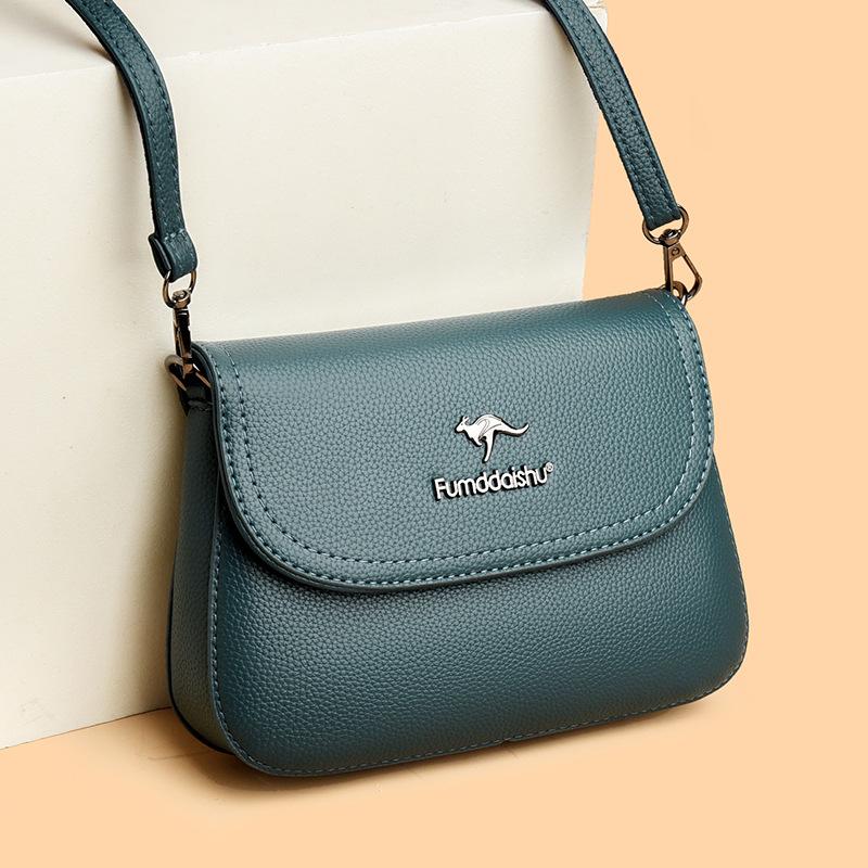 Small Square-shaped Crossbody Bag, Soft Leather, Middle-aged Mother's Bag, Single Shoulder Bag, Small Bag Casually