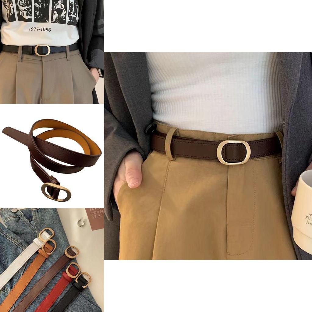 Vintage Korean Metal Ins Belt For Jeans With No Holes Elegant Black And Brown Design