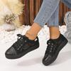 Women's white lace canvas sneakers, fashionable casual summer shoes, breathable thick sole breathable sneakers
