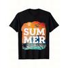 Summer Printed Round Neck Short-sleeved T-shirt, Casual Holiday Style Suitable for Summer Outings and Daily Wear
