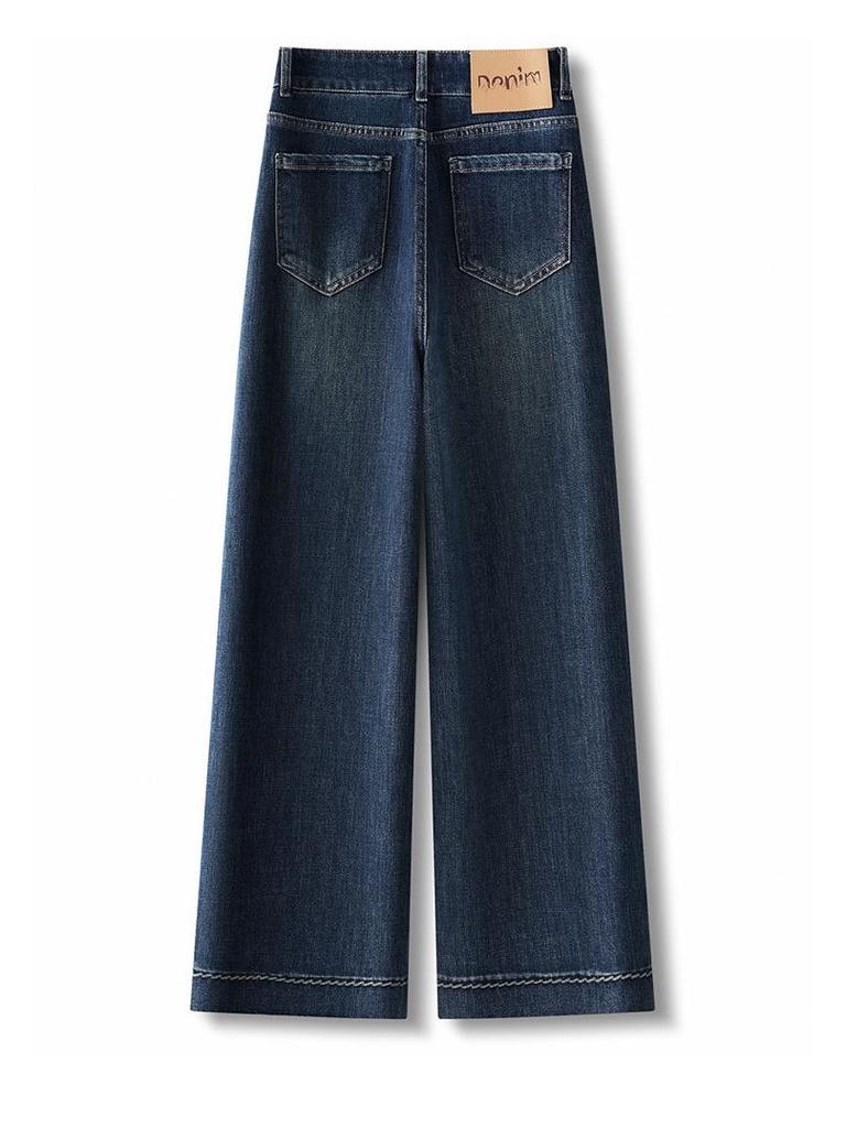 Women's High-Waisted Retro Blue Wide-Leg Jeans - Spring 2026 Collection