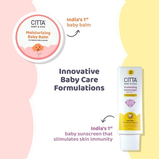 CITTA Moisturizing Baby Balm 100g & Protecting Sunscreen SPF 70 Combo | Babies & Kids | Gentle On Skin | Nourishes & Protects
