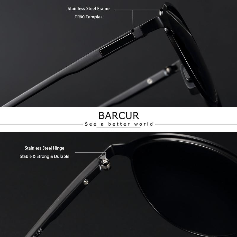 BARCUR Temples Sunglasses Women Polarized Fashion Sun Glasses Driving Round Ladies Sunglass