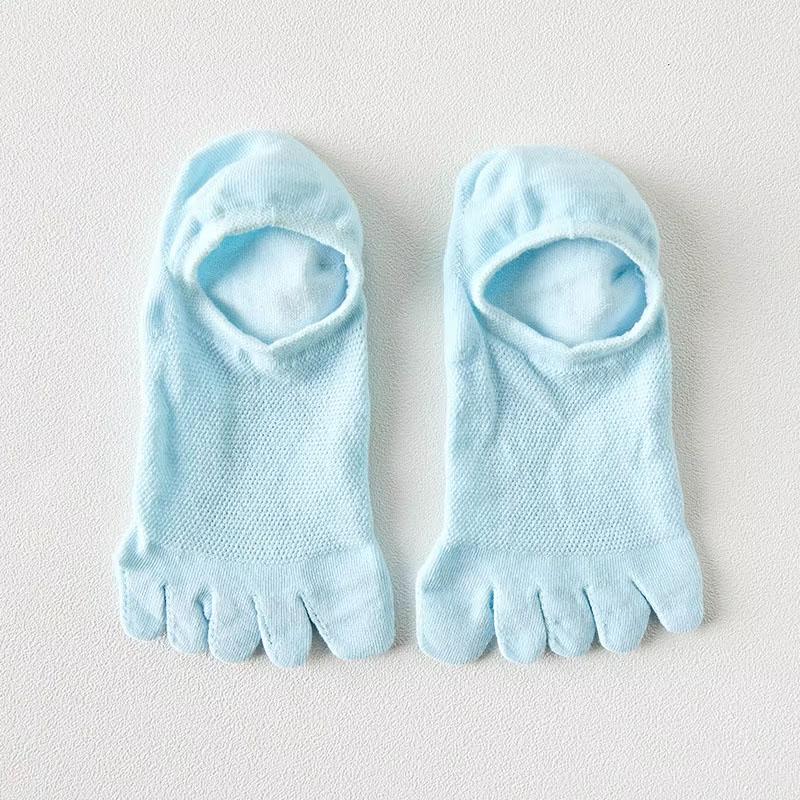 Chaussettes d'orteils en coton de couleur unie gris noir mi-mollet chaussettes pour femmes automne hiver chaud respirant chaussettes à cinq doigts