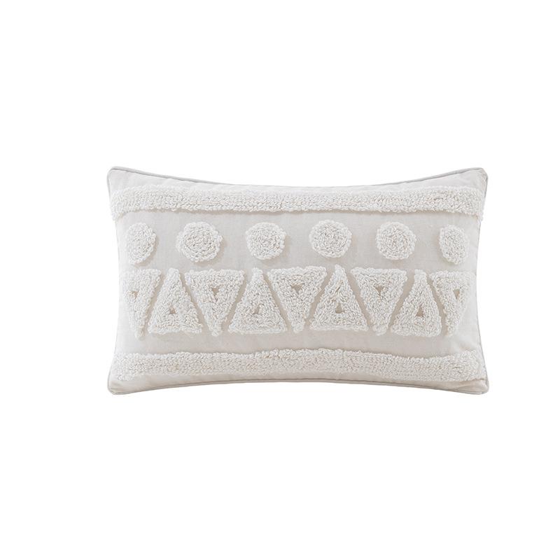 Wasabi Tufted Pillow Case Geometric Embroidered Tassel Sofa Cushion Case Bohemian Bathroom Windows Pillow Premium