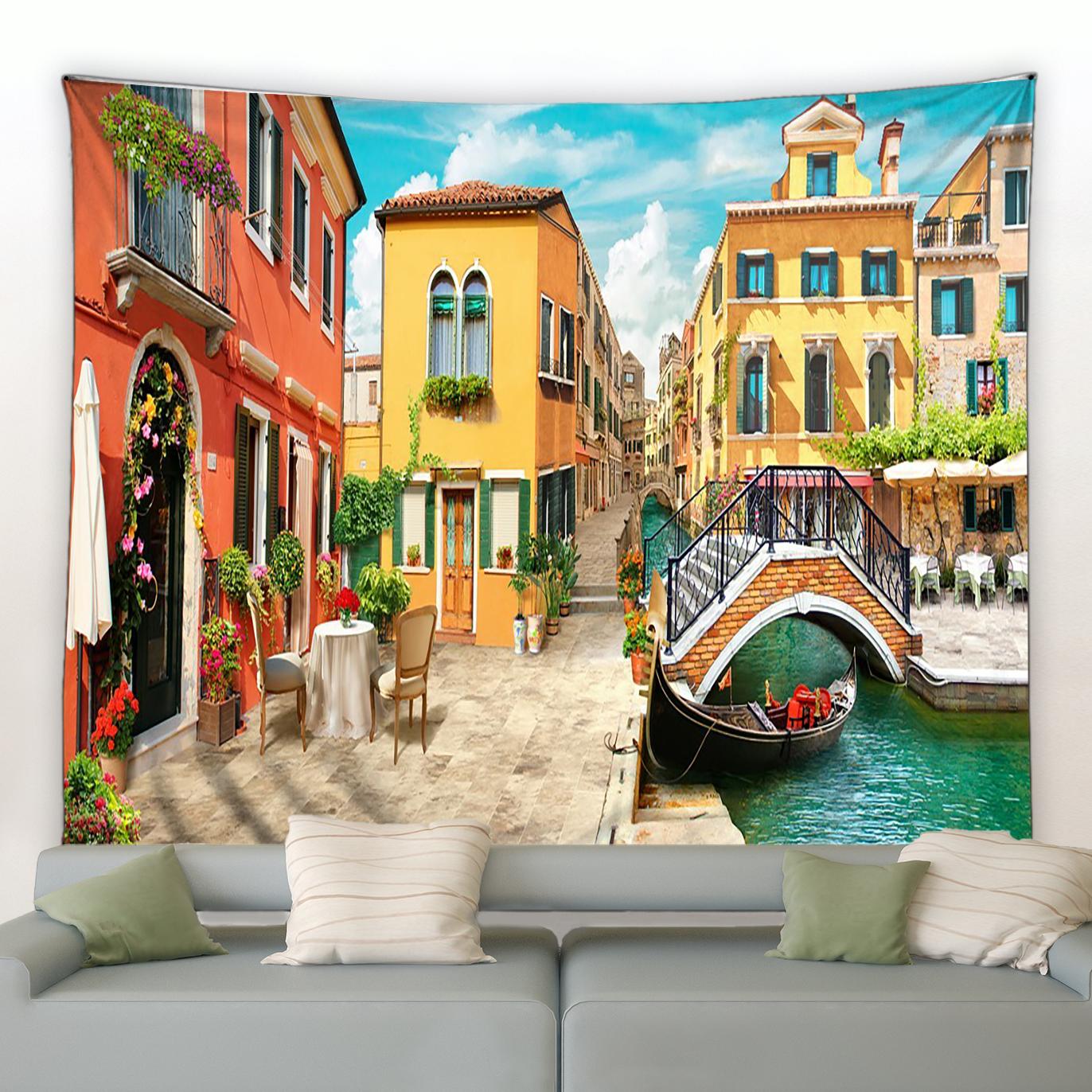 

Весенний лесной пейзаж с растениями и цветами на улице Гостиная Спальня Домашний декор Настенный гобелен с изображением деревенского садового пейзажа 150x100cm