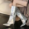Fashion Eilyken Winter Pointed Toe Patent Leather Women Knee High Boots Street Style Thin  High Heels Long Booties Party Ladies Shoes