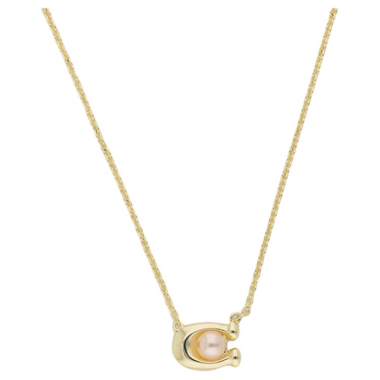 Coach Iconic Design Brass Necklace Women necklace Gold 37341916GLD651 F,Gold