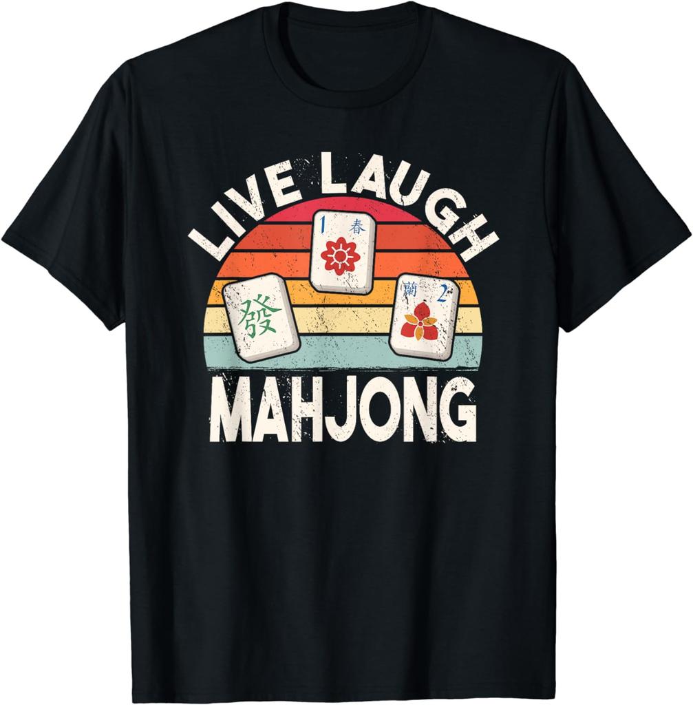 Live Laugh Mahjong Retro Mahjongg Chinese Game Tiles TShirt Funny Gift Clothes Tops Shirts for Women Graphic T Shirt Camisetas
