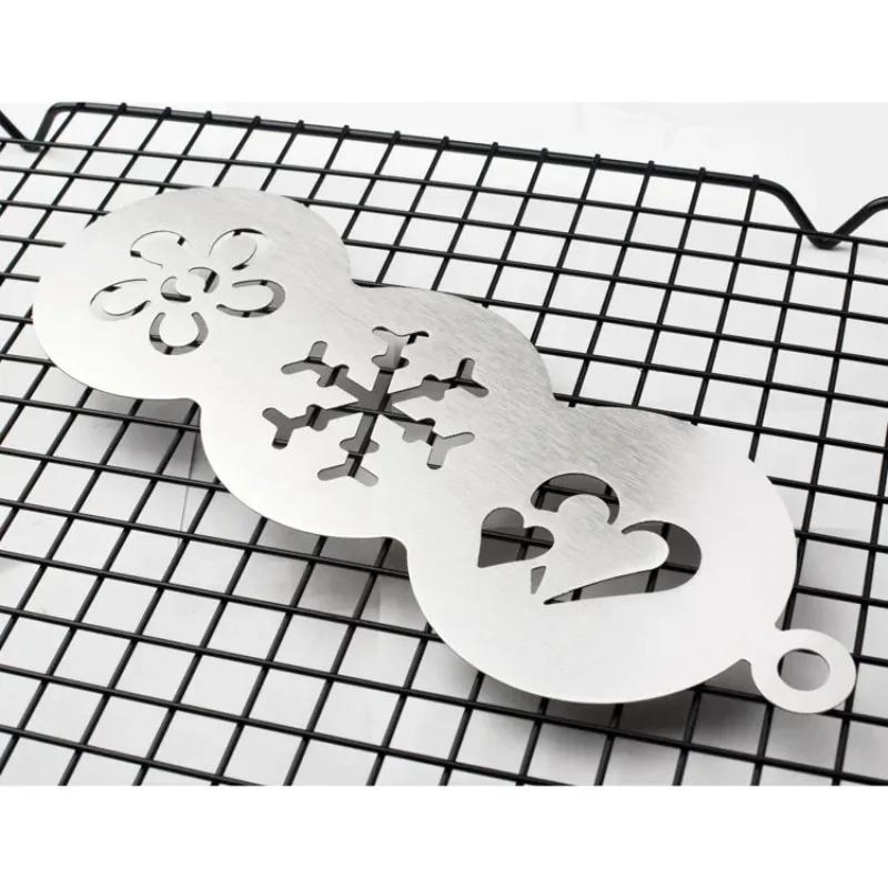 Mew Three-in-one Stainless Steel Coffee Drawing Die Coffee Gadget Cake Dusting Mold  Coffee Decoration