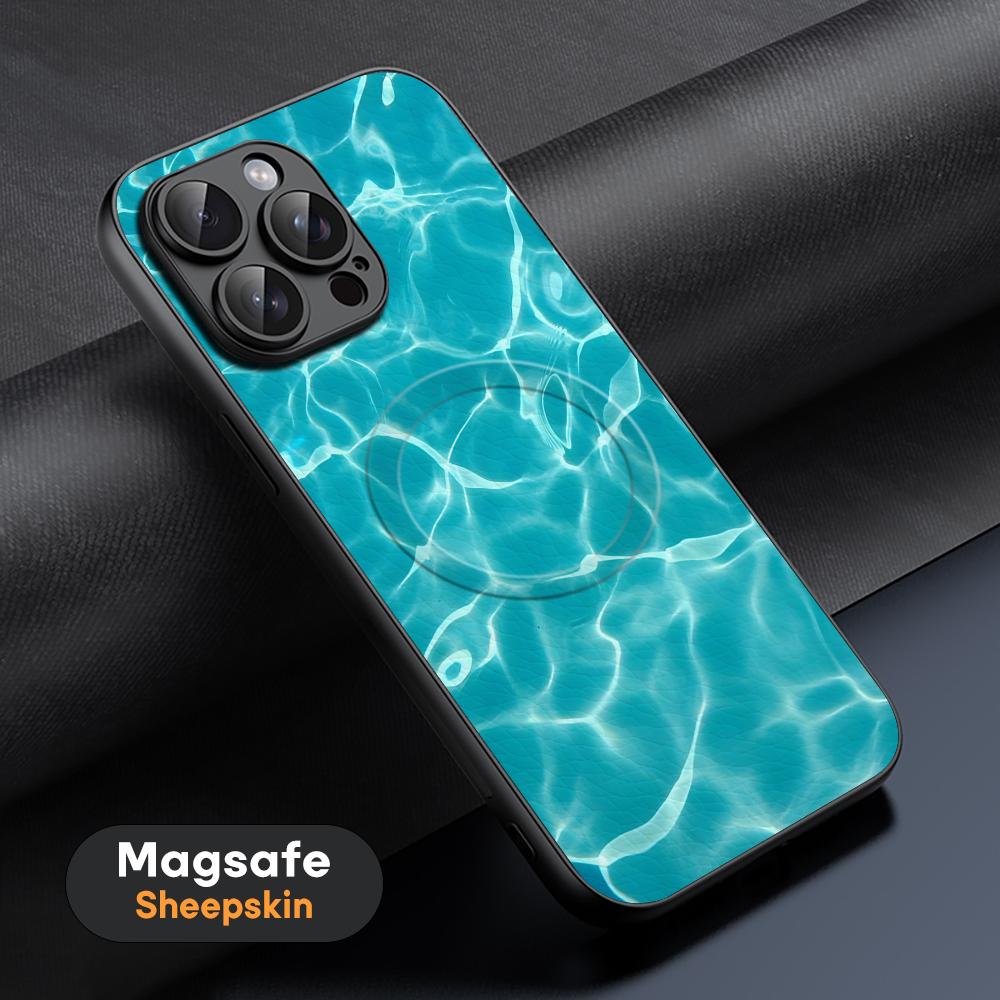 HD Seawater Art Popular Phone Case For iPhone 17 16 15 14 13 12 11 Plus Pro Max  High-end Luxury Magsafe Sheepskin