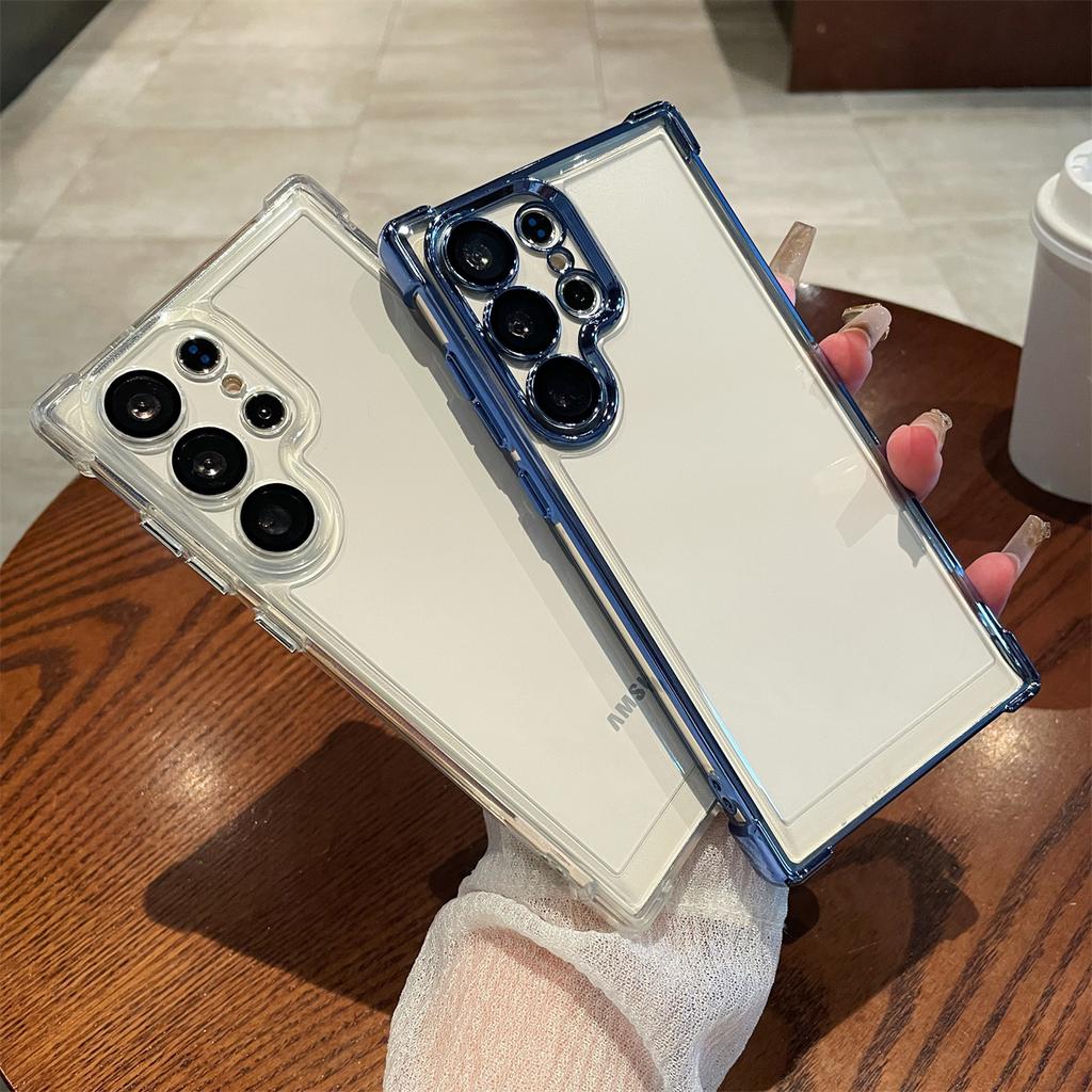 Luxury Shockproof Plating Clear Case For Samsung Galaxy S25 edge S24 Ultra S23 FE S22 Plus S21 S20 Hard Acrylic Hybrid Cover