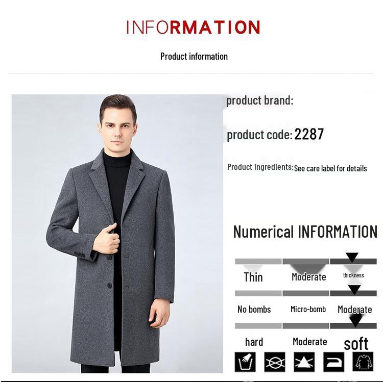 Herren Doppelseitiger Woll-Wintermantel - Koreanischer Stil, Große Größen, Kaschmirjacke