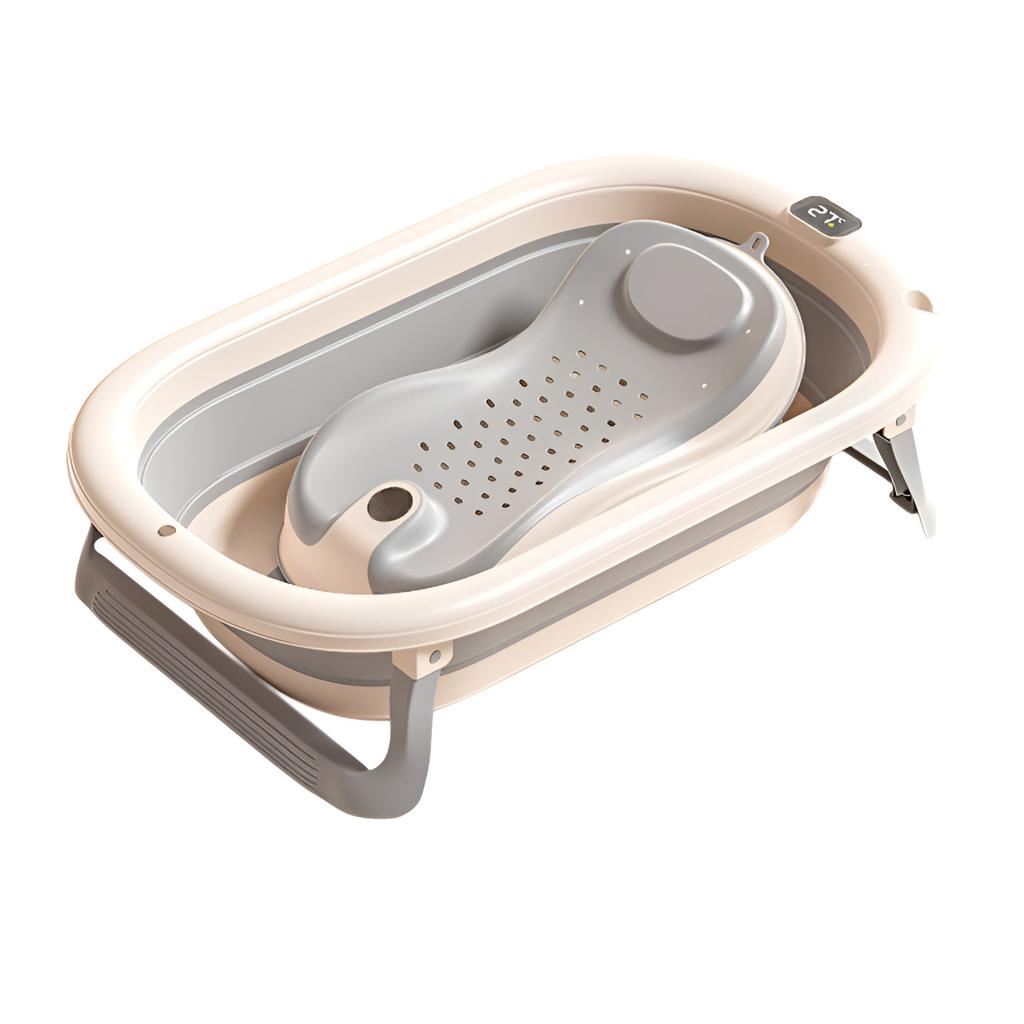 Household intelligent constant temperature large capacity baby folding bathtub children can sit and