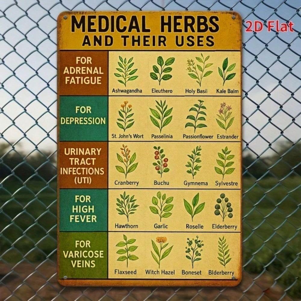 Vintage Metal Herb Sign for Home & Restaurant 20x30 cm
