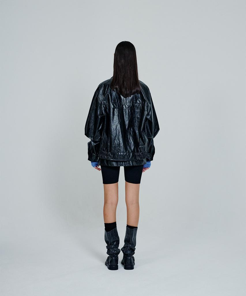 The Aétut Leather High Neck Jumper_Black