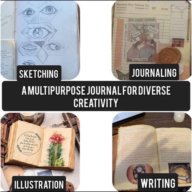 Moon Phase Leather Journal | Handmade Vintage Celestial Notebook | Antique Deckle Paper Diary