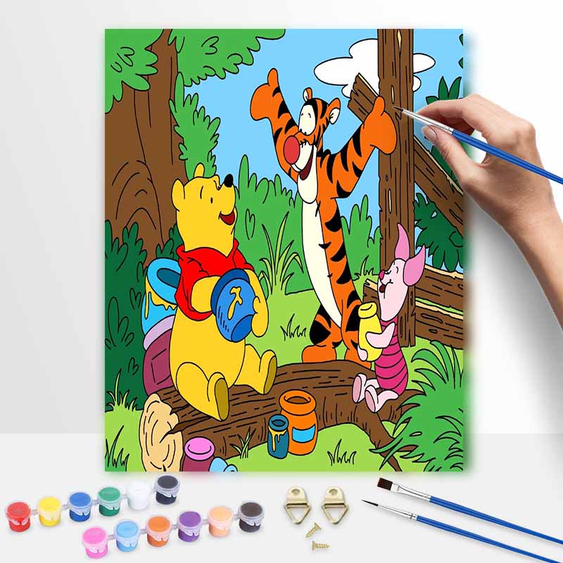 Disney oil painting kit painting art Winnie the Pooh bedroom wall decoration handmade diy gift for kids and adults 20x30cm