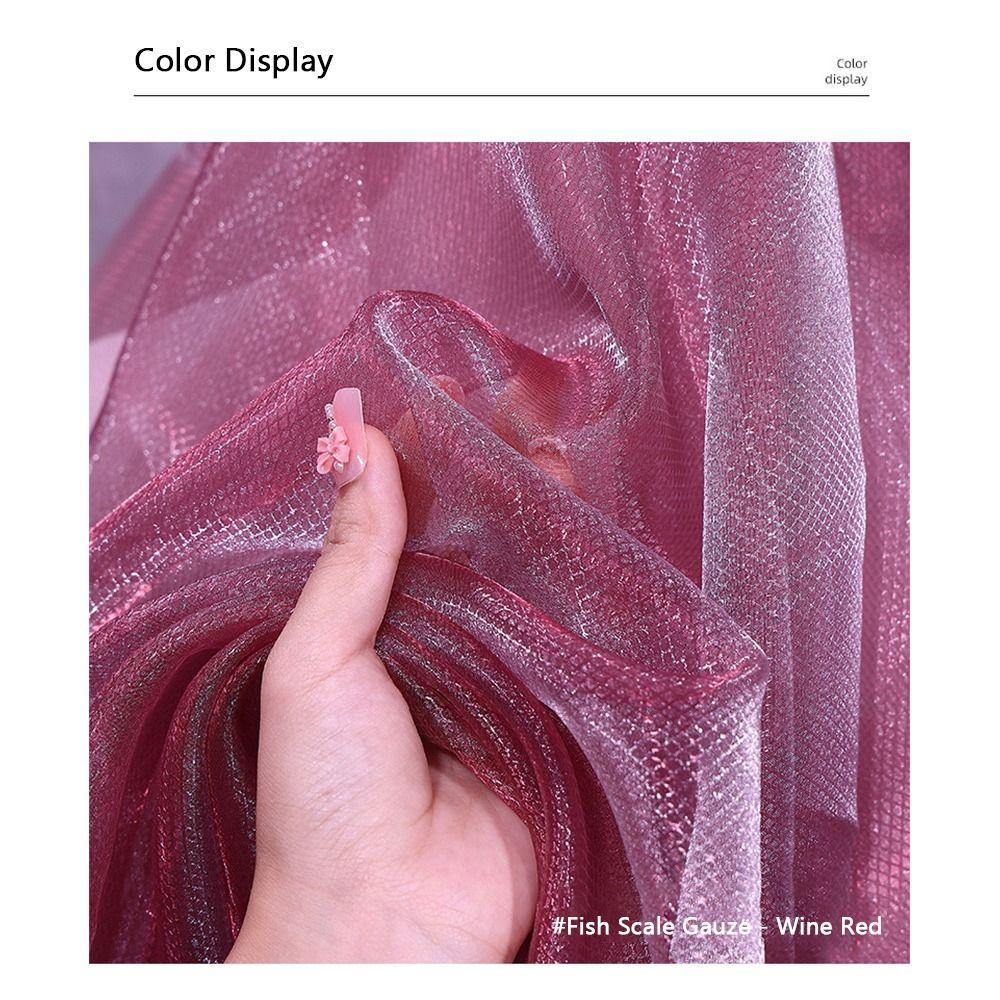 Handmade Mesh Fabric 145*100cm Decorative Yarn Fish Scale Organza Fabric  Wedding Dress