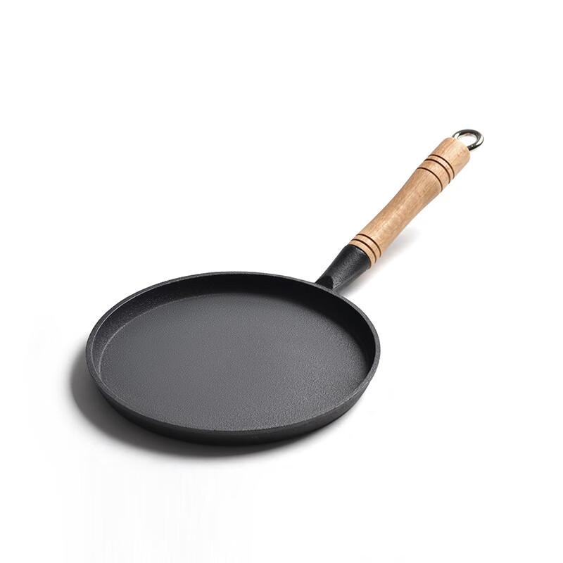 ZISIZ Cast Iron Frying Pan with Wooden Handle