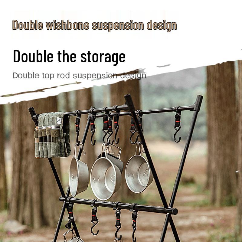 Mountain Guest Mesh Storage Rack | Portable Outdoor Camping Stand & Detachable Multi-functional Picnic Hanger