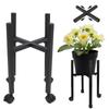 Metal Planter Holder Adjustable Detachable Modern Plant Pot Stand With Wheels For Garden Patio Balcony Office Black