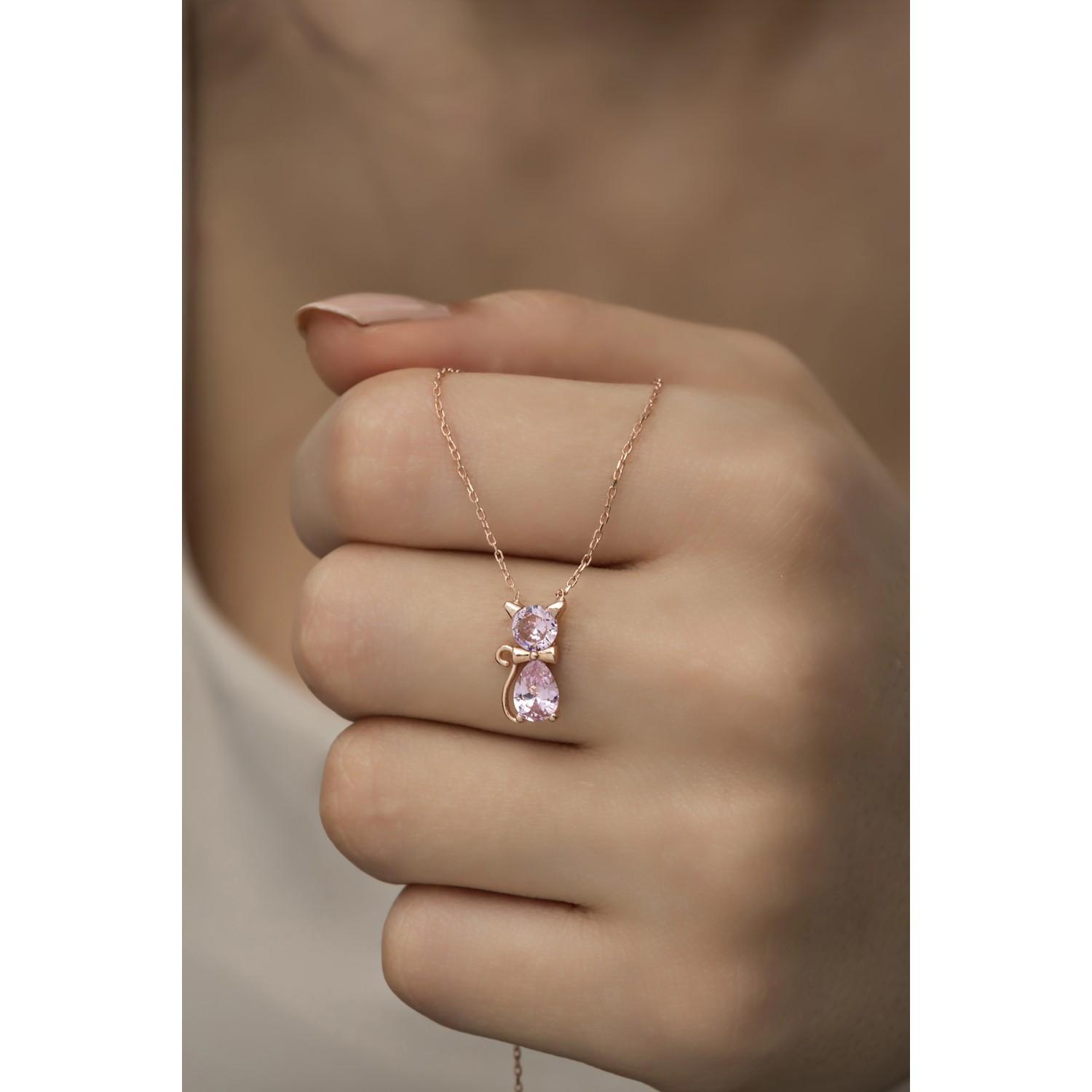 

Ожерелье с розовым камнем из стерлингового серебра 925 пробы