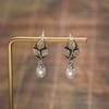 JMXD-Guochao Imitation Pearl Leaf Stud Earrings Retro Literary Cheongsam Fashion Versatile Leaf High-end Earrings Ear Jewelry Women