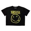 Womens/Ladies Happy Face Fitted Crop T-Shirt