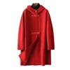Wool Blend Trench Coat for Women Hooded Long Winter Coat Single Breasted Casual Outerwear with Pockets Fall Winter