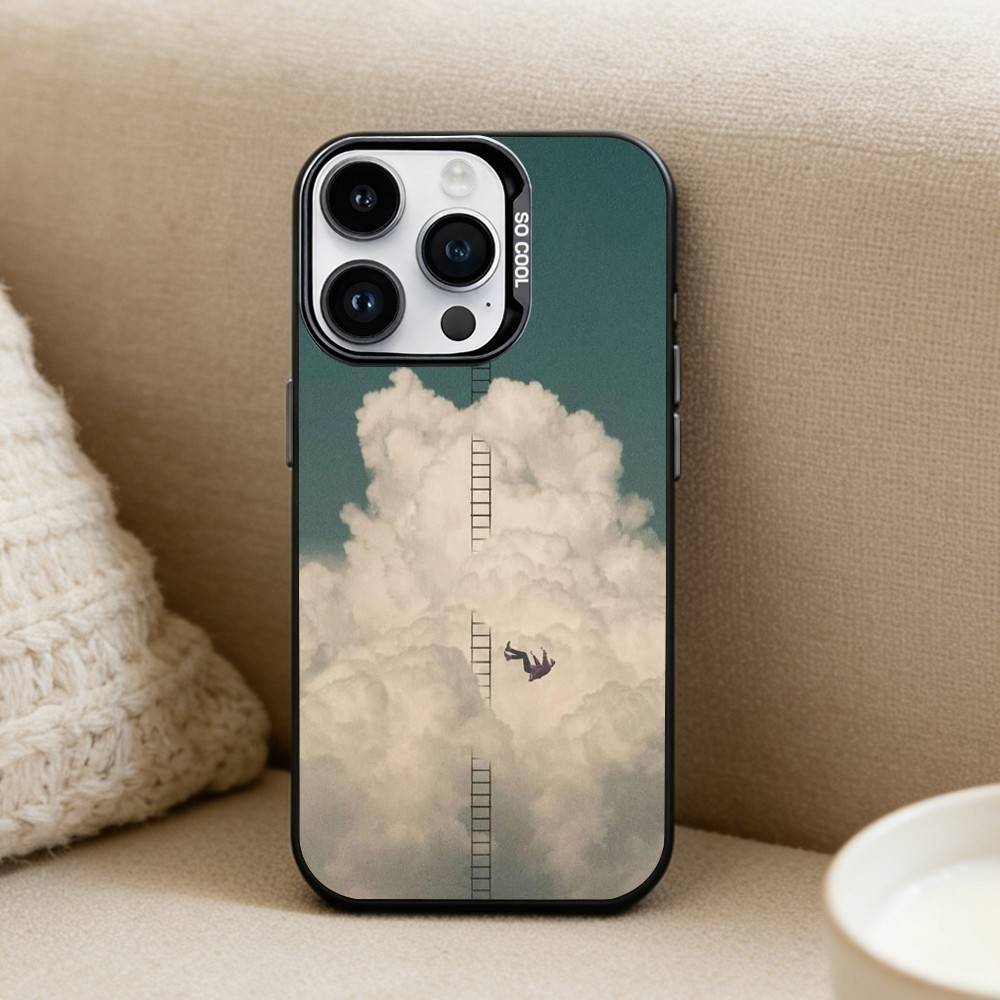 Surrealist style  Phone Case For iPhone17, 16,15,14,13,12 Pro Max Black Candy Matte Shockproof Cover