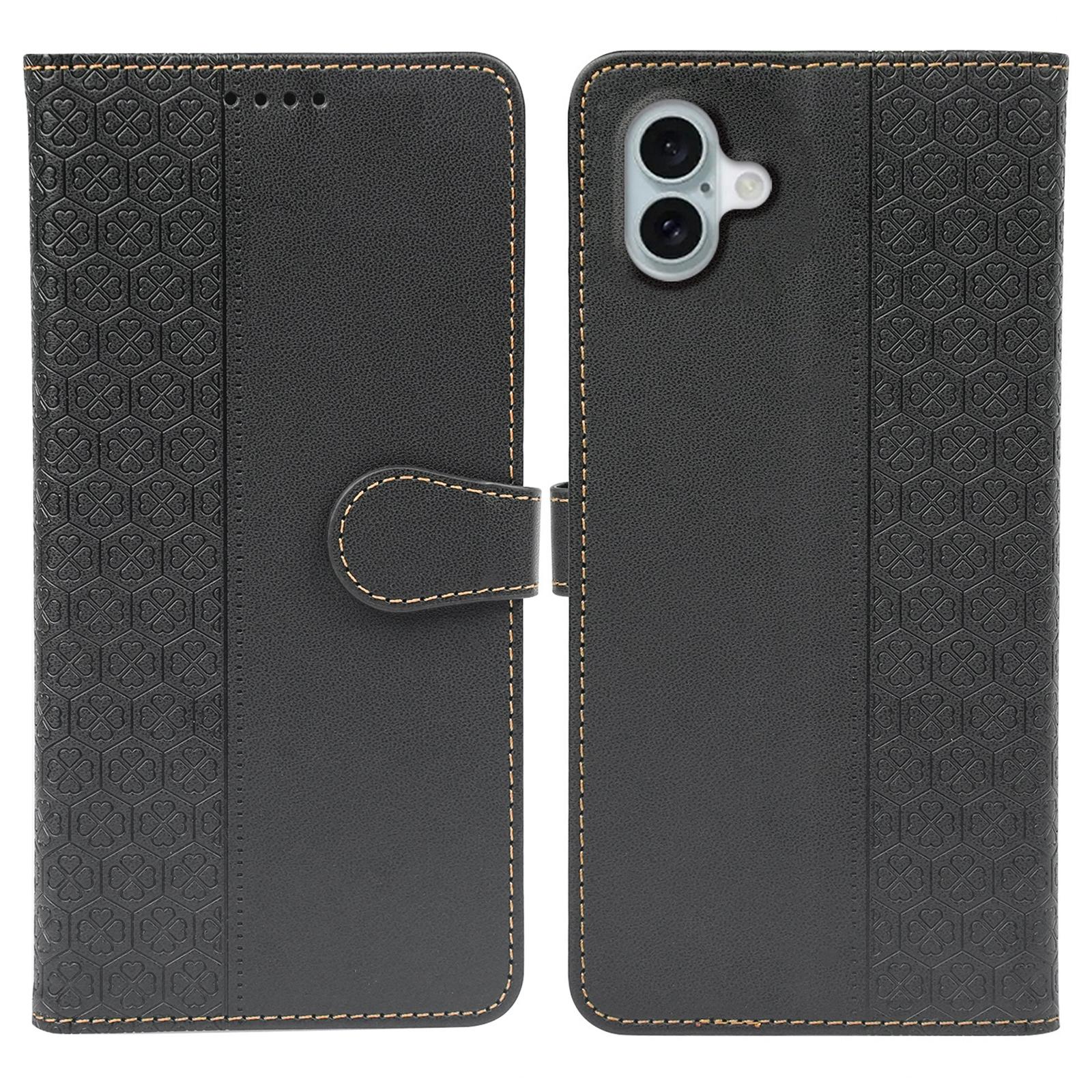 

For iPhone 16 Case Magnetic Clasp Four-Leaf Clover Leather Phone Cover