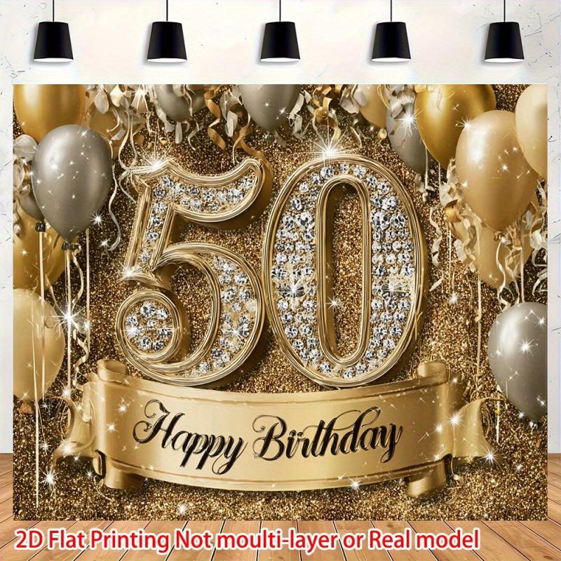 1pc, 2Dflat, Luxurious Gold 50th Birthday Banner - Suitable for Home, Room & Party Decorations, Party Decor, wsj