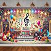 Rock Music Themed Birthday Party Decoration Shooting Background, Music Guitar Dance Notes Band Stage Banner Photography Backdrop