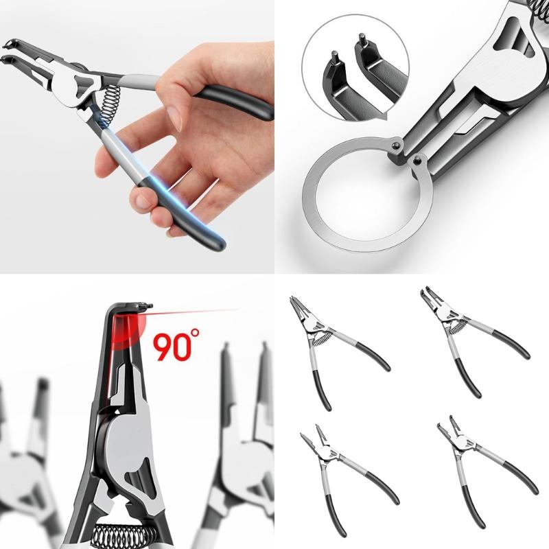 Circlip Pliers Set High Precisions Designs Complete Industrial Expansion Pliers for Internal & External Retaining Rings